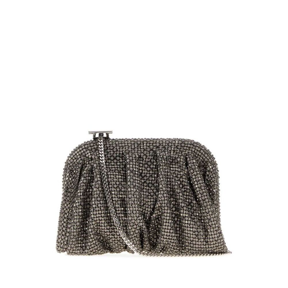 Benedetta Bruzziches Women Grey Rhinestones Knit La Petite Venus Clutch